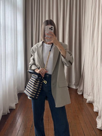 Dior Medium Sac C'est Dior Mariniere Raffia and Denim Blue