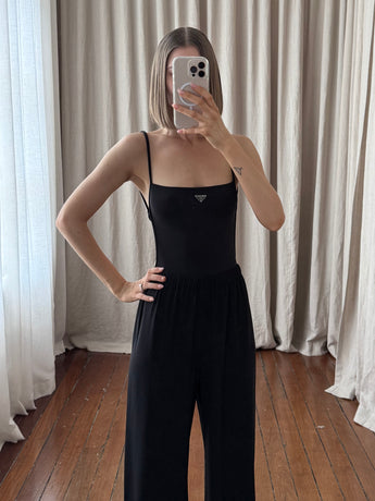 Prada Logo Open Back Swim Suit