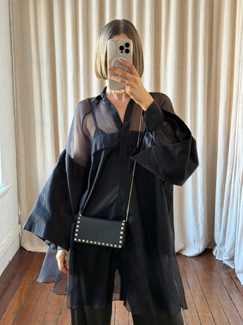 Valentino Rockstud Leather Clutch Bag Black