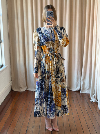 Zimmermann Aliane Patchwork Midi Dress Navy/Orange