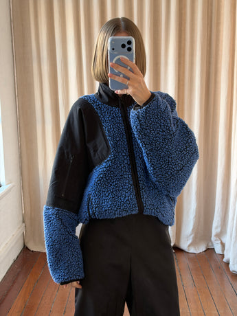 Bassike Patch Detail Bomber Jacket Athletic Blue