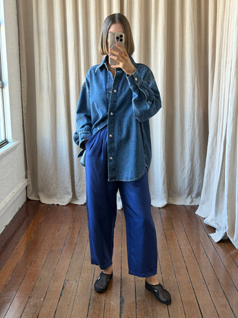 Silk Laundry Twill Slouch Pant Blue