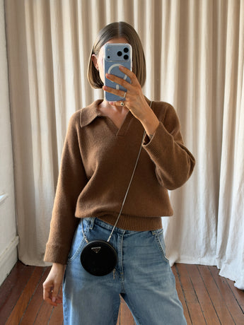 Prada Logo Plaque Leather Circle Mini Bag