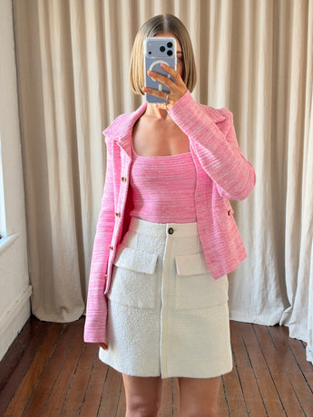 Chanel Mini Tweed Skirt White