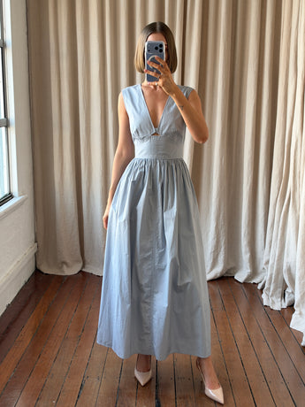 Oroton Plunge Dress Blue