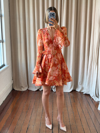 Zimmermann Kaleidoscope Belted Dress Orange