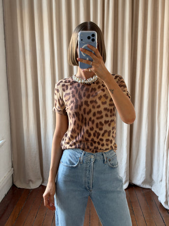 Zimmermann Crush Embellished Tee Leopard