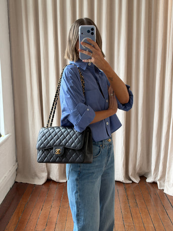 Chanel Double Flap Jumbo Bag Black Caviar