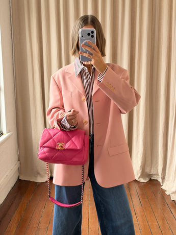 Chanel Quilted 19 Medium Flap Bag Pink