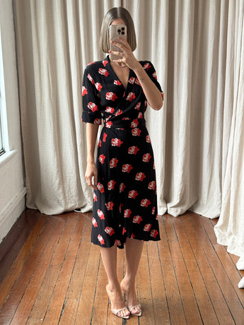 Ganni Harley Crepe Wrap Dress Black