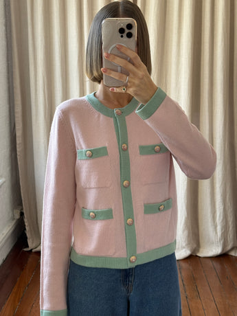 Chanel 24C Cashmere Cardigan Pink / Green