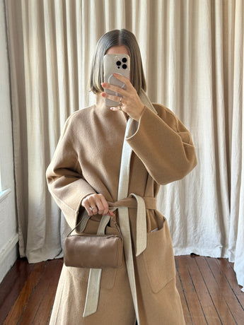 The Row 90s Leather Shoulder Bag Brown Suede