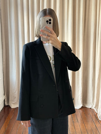 Frame Double-Breasted Blazer Black