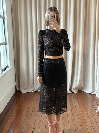 Paco Rabanne Scallop Lace Set Black