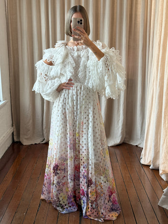 Zimmermann Prima Ruffled Laser Cut Gown