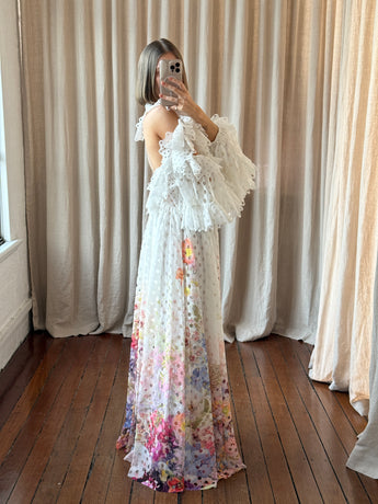 Zimmermann Prima Ruffled Laser Cut Gown