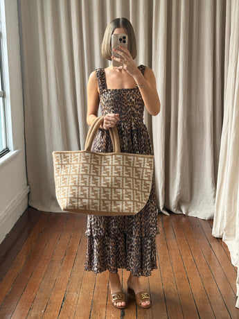 Fendi Zucca Cashmere Shopper Tote Bag Camel Large