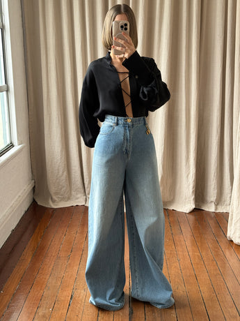 Zimmermann Crush Wide-Leg Jeans Blue