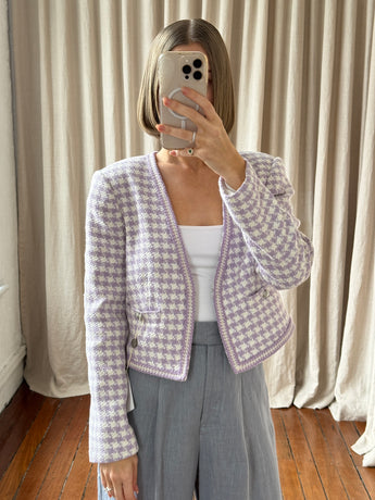 Derek Lam 10 Crosby Astrid Tweed Crop Jacket Lavender