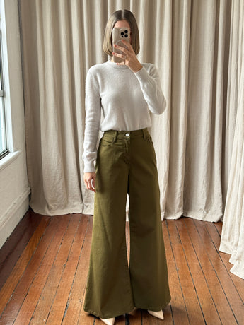 Frame La Palazzo Sateen Surplus Pants Green