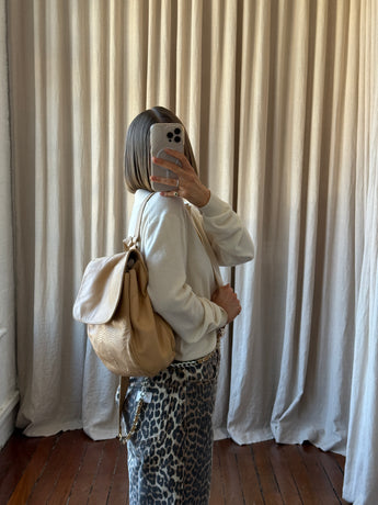 Chanel Vintage Lambskin CC Backpack Beige