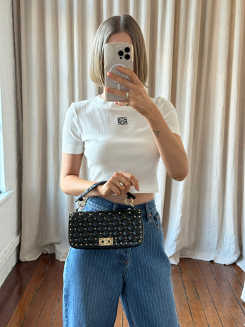 Valentino Rockstud Spike Shoulder Bag Black