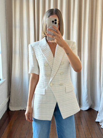 Veronica Beard Diego Dickey Jacket Ivory