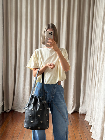 Saint Laurent Riva Heart-Studded Bucket Bag