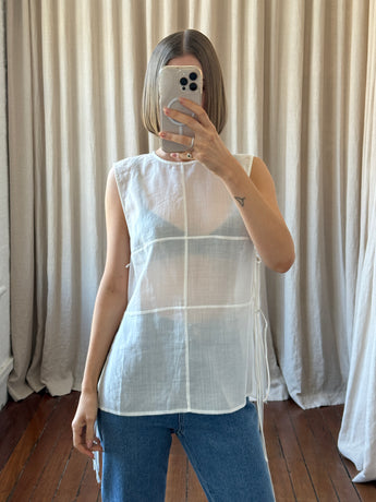St Agni Semi Sheer Top White