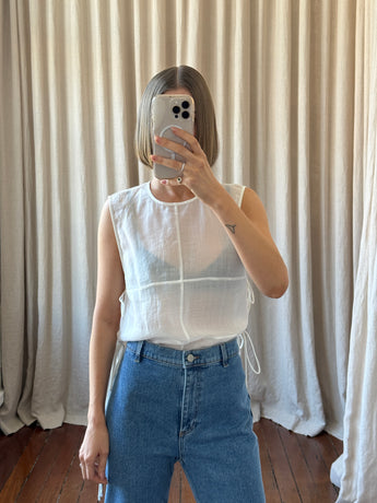 St Agni Semi Sheer Top White