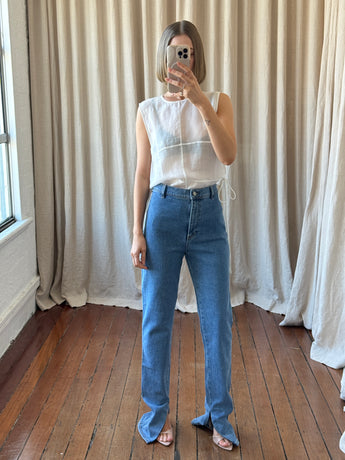 Magda Butrym Straight Leg Jean Mid Blue