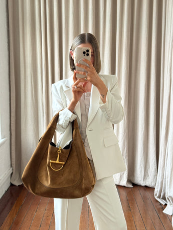 Gucci Softbit Maxi Shoulder Bag Brown Suede
