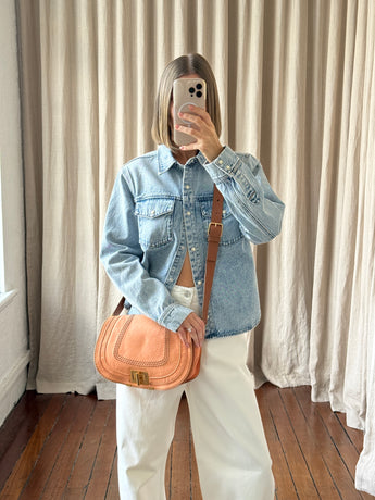 Chloe Marcie Turn Lock Crossbody Bag Peach