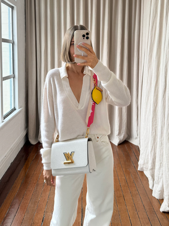 Louis Vuitton White Epi Leather Twist MM Lemon Bag