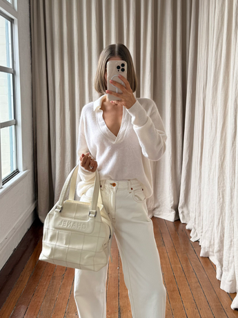 Chanel Square Stitch Logo Tote