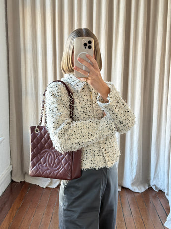 Chanel Petite Shopping Tote Burgundy