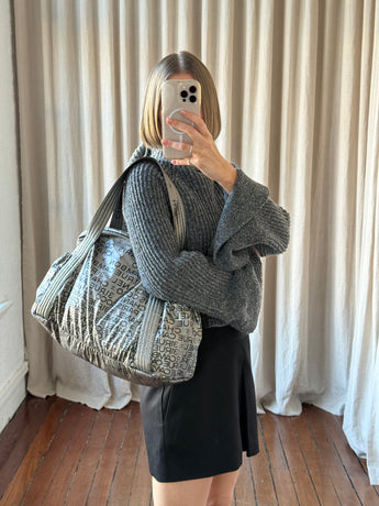 Chanel Unlimited Ligne Satchel Bag Metallic Coated Canvas