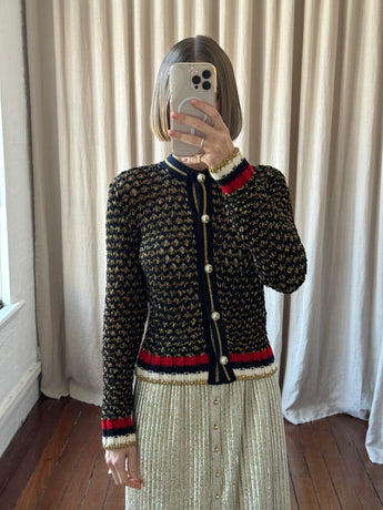 Gucci Metallic Knit Cardigan