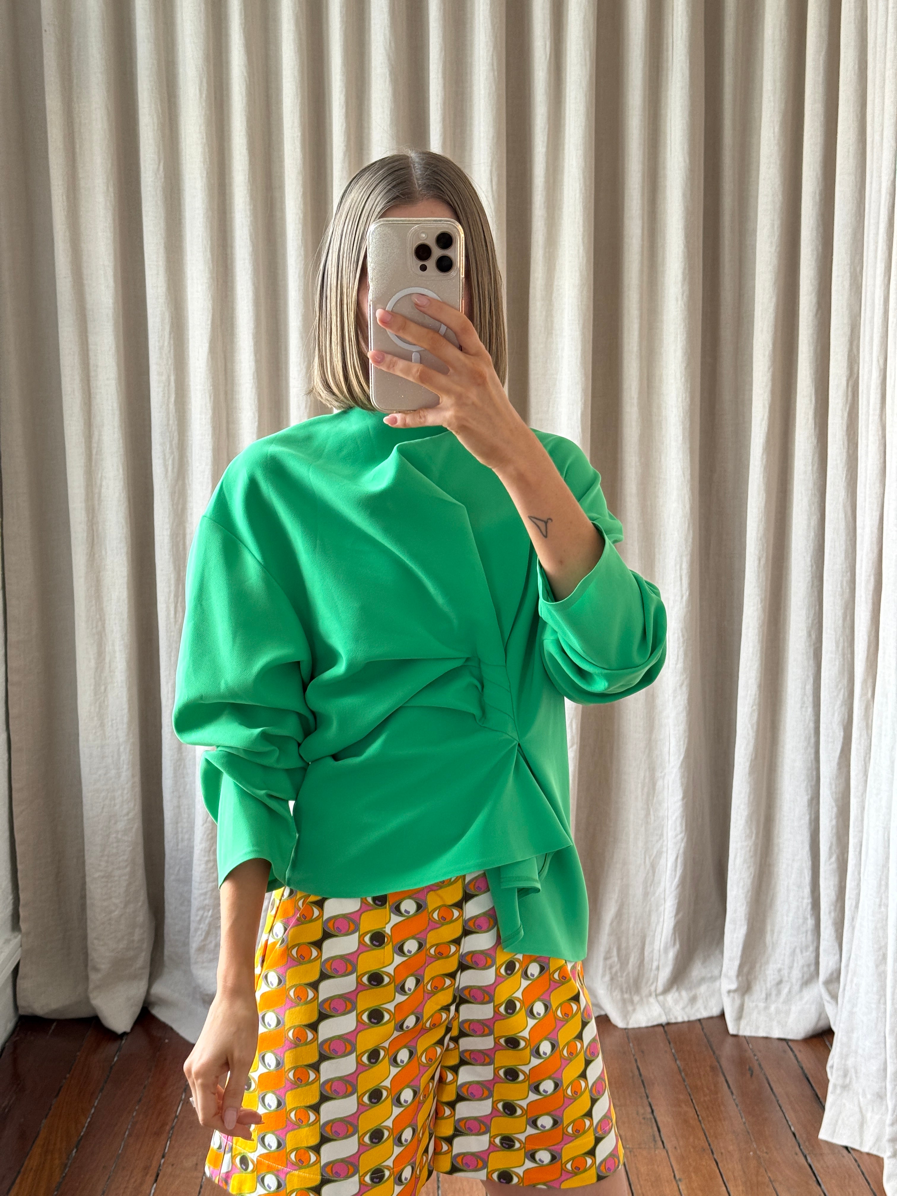 Shop Awake Mode Asymmetric Gathered Top Green | Green Wardrobe