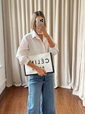 Celine Canvas Logo Clutch