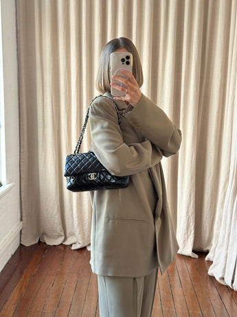 Chanel Soft Patent Double Flap Bag Black
