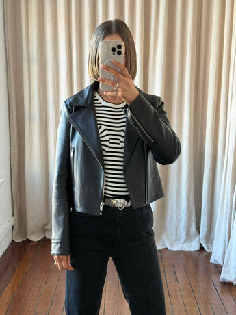 Ena Pelly Leather Jacket Black