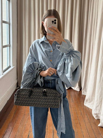 Fendi Zucchino Canvas Baguette Bag