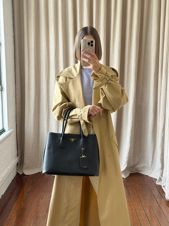 Prada Double Saffiano Leather Bag Black