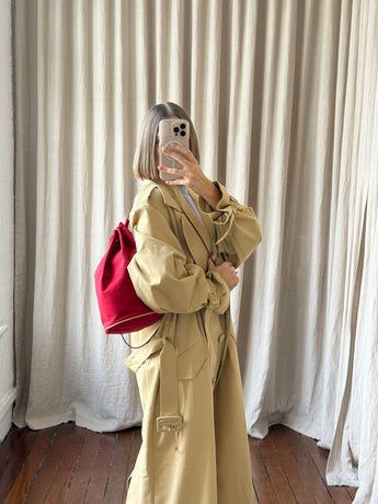 Hermes Vintage Polochon Backpack Red
