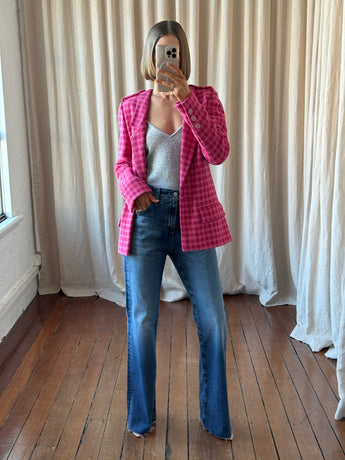 Chanel Paris Checked Tweed Blazer Pink