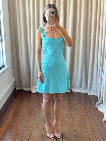 Versace X Dua Lipa Allover Towel Mini Dress Blue