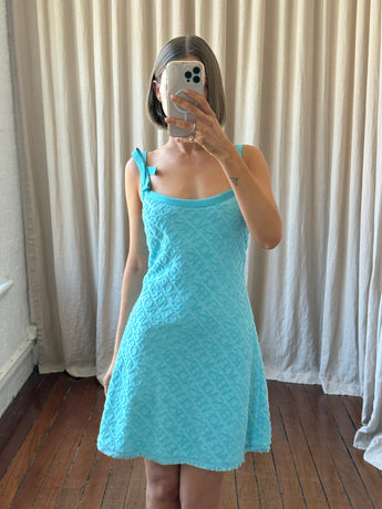 Versace X Dua Lipa Allover Towel Mini Dress Blue