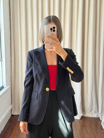 Burberry Single-Breasted Blazer Navy