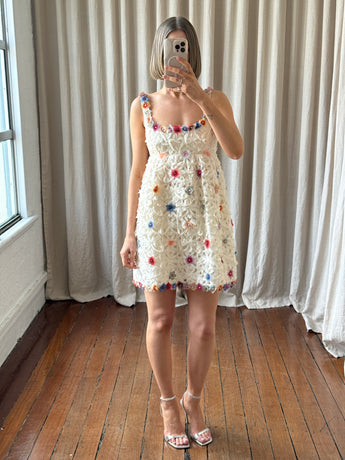 Antipodean Echo Crochet Flower Mini Dress